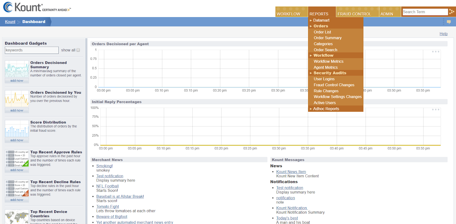 Reports menu new