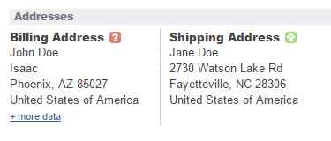 Billing and Shipping Address