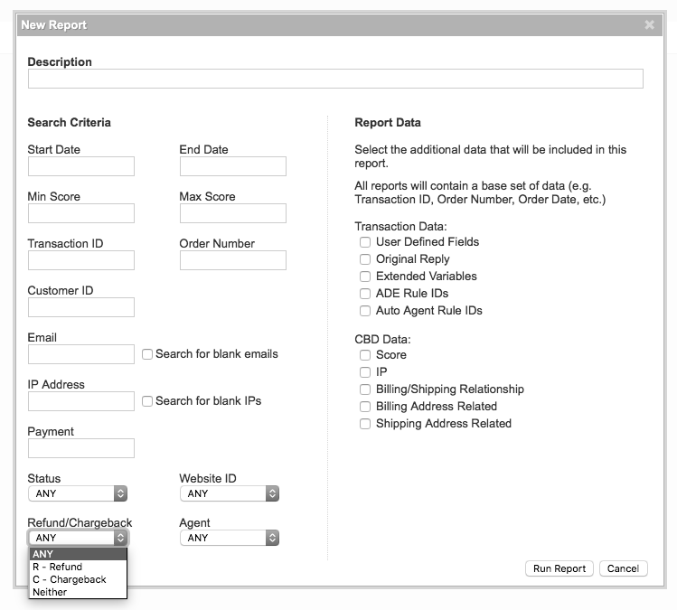 New Adhoc Report