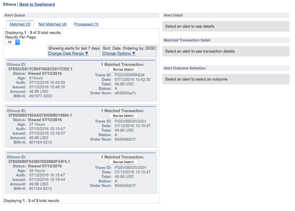 The Ethoca Dashboard – Kount