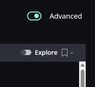 Screenshot of the Advanced toggle.