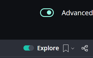 A screenshot that shows the Explore toggle turned on.