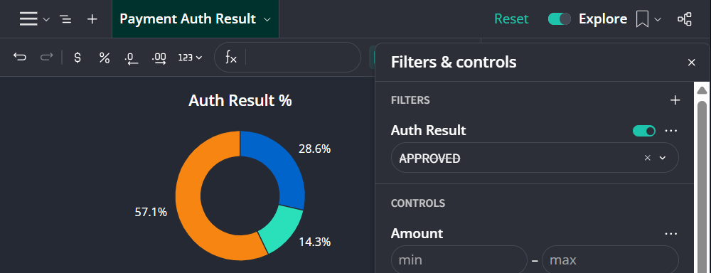 A screenshot that shows the menu after selecting the Filters icon.