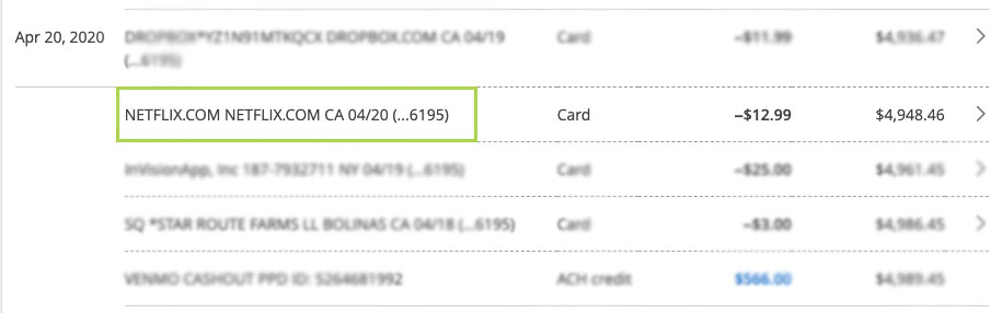 A screen capture of a sample billing descriptor.