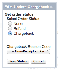 Edit: Update Chargeback dialog