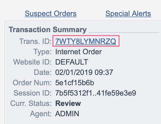 Link from Transaction Details