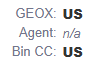 Screenshot that shows the GEOX, Agent, and Bin CC data from a search result in Command.